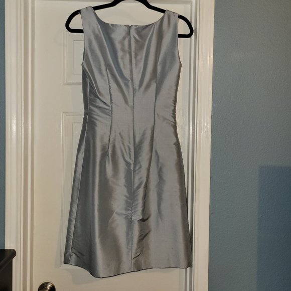 Ice Blue Silk Sheath Dress - Picture 3 of 8